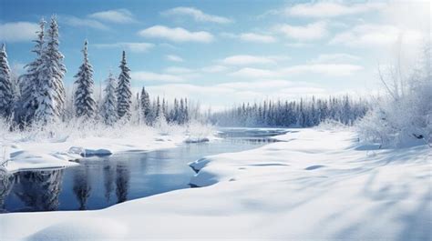 Premium AI Image | Photorealistic Winter Landscape In Quebec Province With Snow Covered Trees