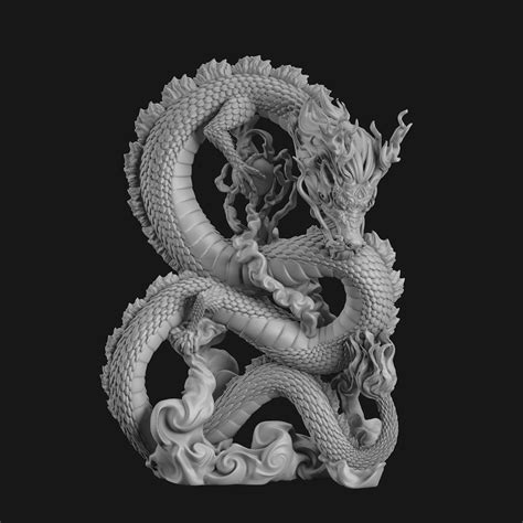 Escultura de dragón chino modelo de impresión 3d STL
