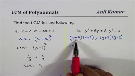 How to Find LCM of Quadratic Polynomials y^2 + 6y + 8 and y^2 - 4 - YouTube