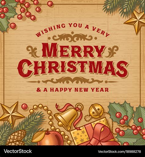 Merry christmas vintage card Royalty Free Vector Image