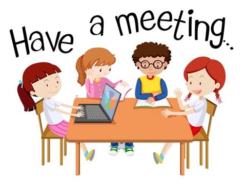 Wordcard for have a meeting with people on the table 303045 Vector Art at Vecteezy