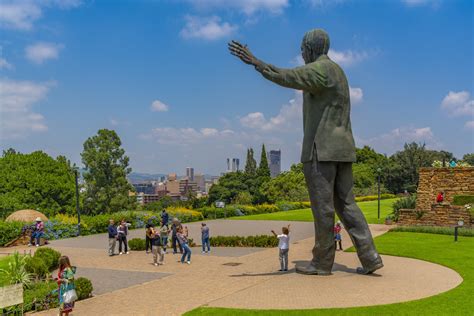 View of Nelson Mandela statue in Union Buildings Gardens, Pretoria ...