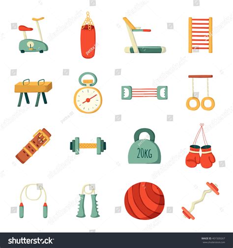 Set Vector Cartoon Gym Icons Sport Stock Vector (Royalty Free) 401509267