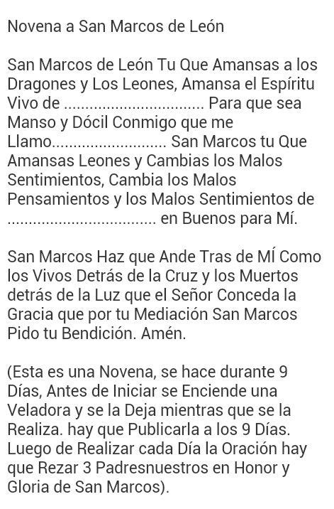 ORACION A SAN MARCOS DE LEON :) | Oracion para momentos dificiles ...