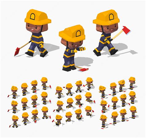 Premium Vector | Low poly firefighter