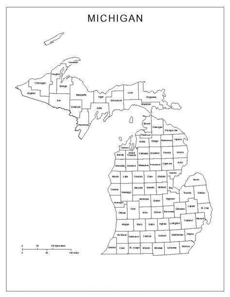 Printable County Map Of Michigan