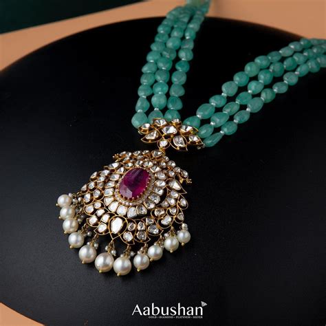 Beads And Precious Stones Necklace - South India Jewels