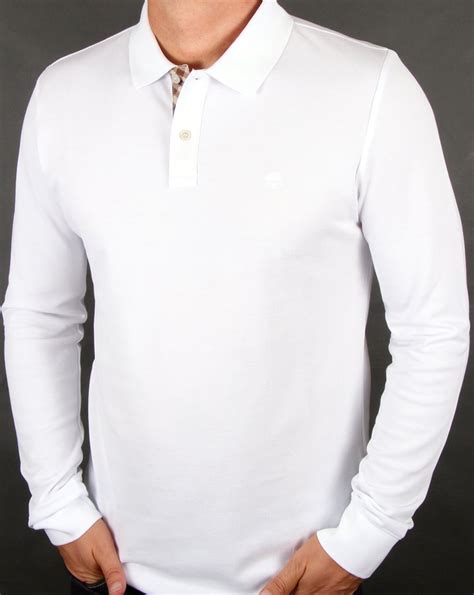 Aquascutum Hilton Long Sleeve Polo Shirt White,top,mens,cotton