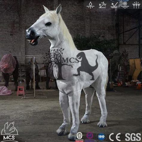 8 Feet Lifelike Two Person White Horse Costume|MCSDINO