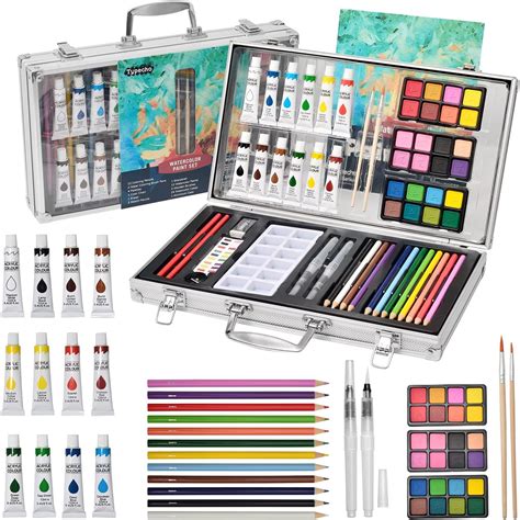 Watercolor Paint Set for Kids,Portable Artist Painting Kit with 24 Watercolor Cake,12 Watercolor ...