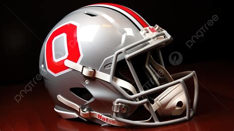 The Ohio State Football Helmet With A Red Letter Background, Pictures ...