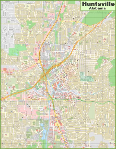 Large detailed map of Huntsville - Ontheworldmap.com