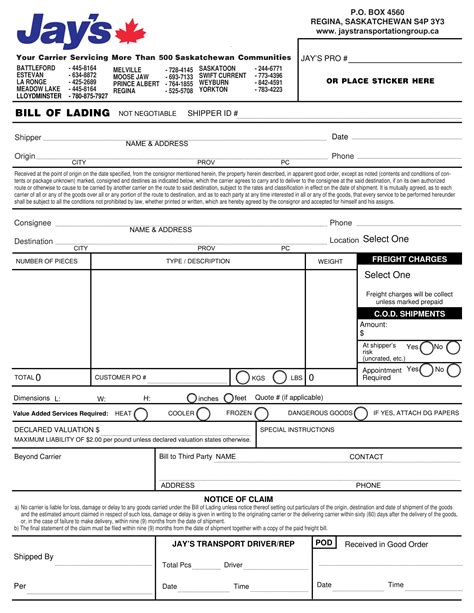 Transport Bill of Lading - 10+ Examples, Format, Pdf