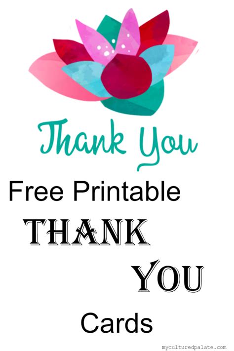 Free Printable Thank You Cards - Cultured Palate