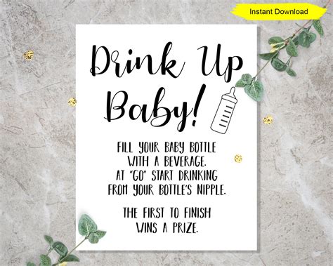 Bottle Chug Baby Shower Game INSTANT DOWNLOAD Printable - Etsy