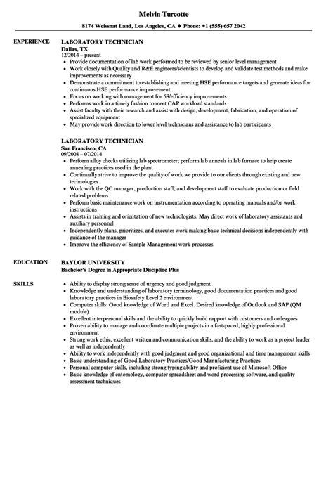 Lab Technician Resume Sample