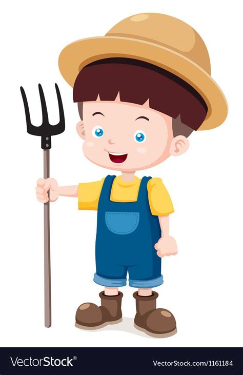 Little farmer Royalty Free Vector Image - VectorStock | Farmer, Kids clipart, Farm themed ...