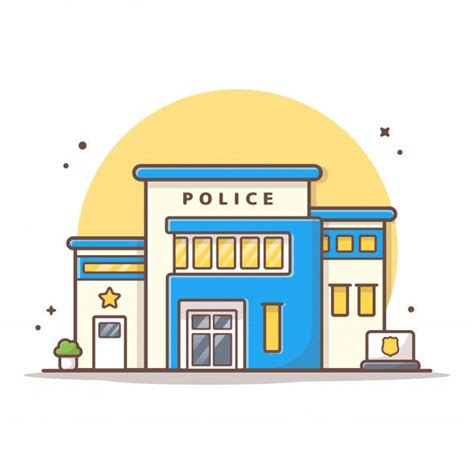 Police Station Vector Icon Illustration. Building And Landmark Icon Concept White Isolated ...