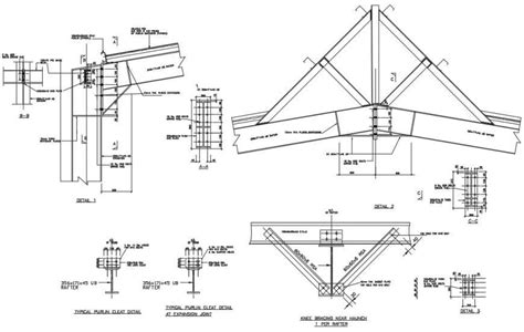 Structural steel portal frame connection for roof cad drawing details dwg file - Cadbull