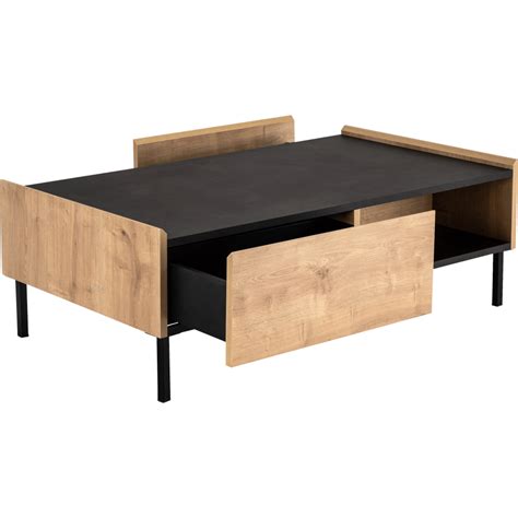 Table basse 2 tiroirs coloris chêne et ardoise - MADON - tables basses ...