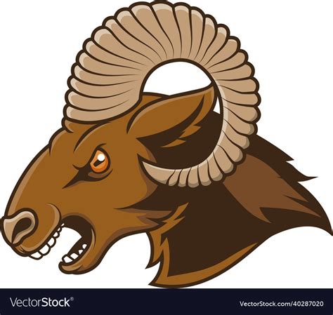 Cartoon angry goat head mascot Royalty Free Vector Image