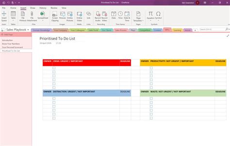 Task Management Onenote Planner Template