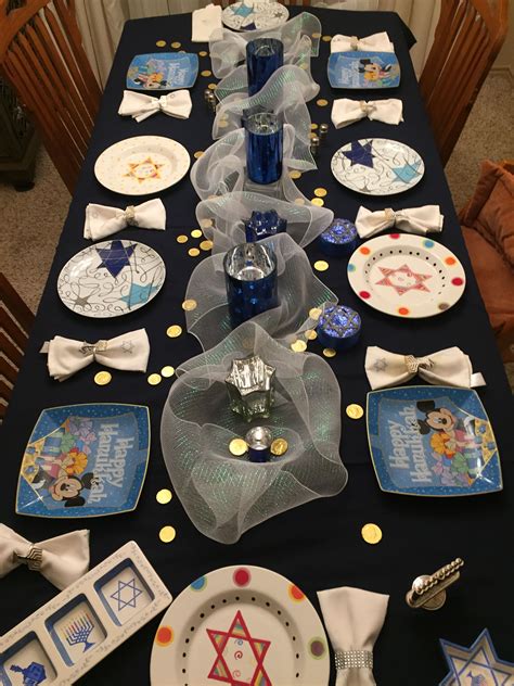 Hanukkah Dining Table Decor, centerpiece | Dining table decor, Table decorations, Decor