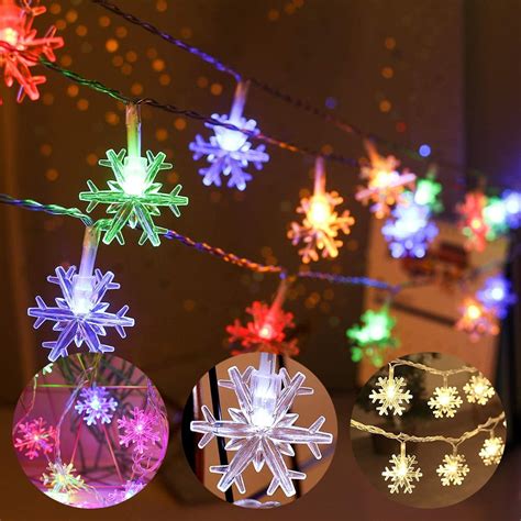 Christmas Snowflake String Lights, 10m 80 LED Snowflake Lights ...