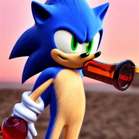 sonic the hedgehog drinking from a bottle of wine, | Stable Diffusion ...