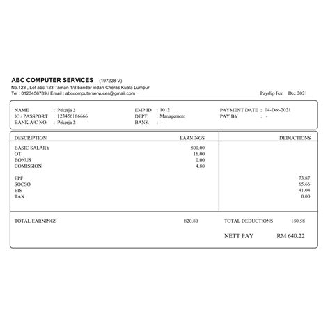 New Template Slip Gaji / Payslip Auto Calculation 1 Click Print Preview ...