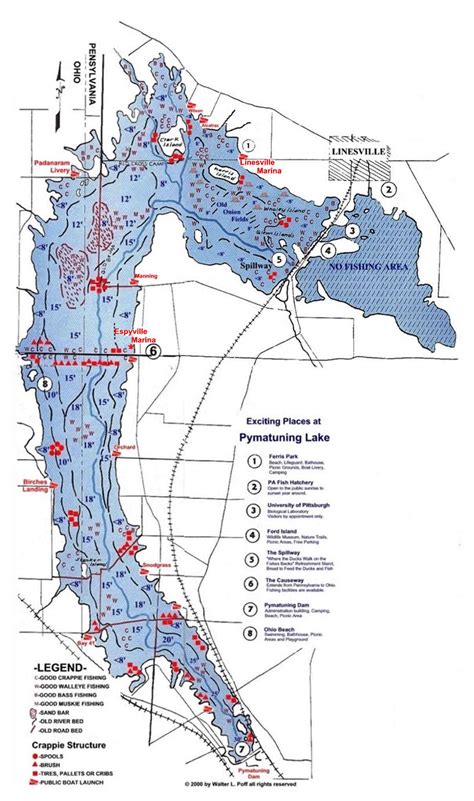 Pymatuning Lake State Park Fishing Map - Andover OH • mappery