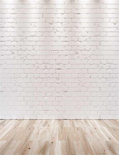 White brick wall texture wood floor with light photography backdrop j ...