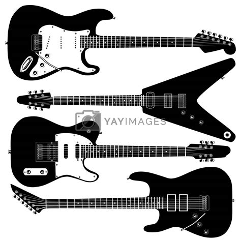 Electric guitars vector silhouettes by lhfgraphics Vectors ...