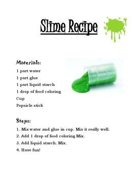 Slime Recipes Printable