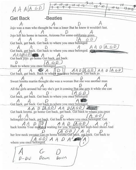 Get Back (The Beatles) Guitar Chord Chart | Beatles guitar, Guitar ...