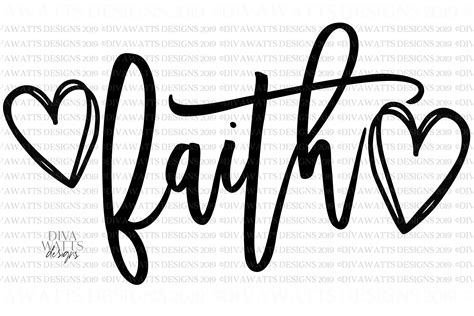 Faith with Doodle Hearts - Christian - Motivational SVG PNG