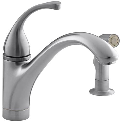 KOHLER Forte Single-Handle Standard Kitchen Faucet with Side Sprayer in Brushed Chrome-K-10416-G ...
