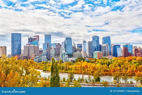 Calgary Downtown Skyline in Autumn Colors Stock Image - Image of ...