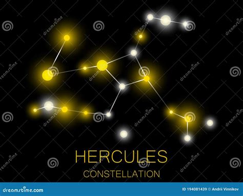 Hercules Constellation. Starry Night Sky. Cluster Of Stars And Galaxies. Deep Space. Vector ...