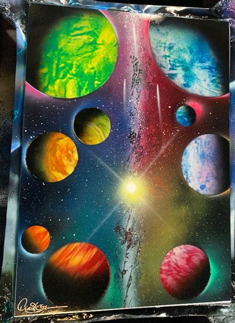 Galaxy Space Spray Paint Art / Galaxy Art / Planets and Stars/ - Etsy