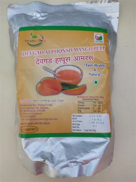 Alphonso Mango Pulp (Aamras) (500 Gm) - MANGOES AND BARACH KAHI