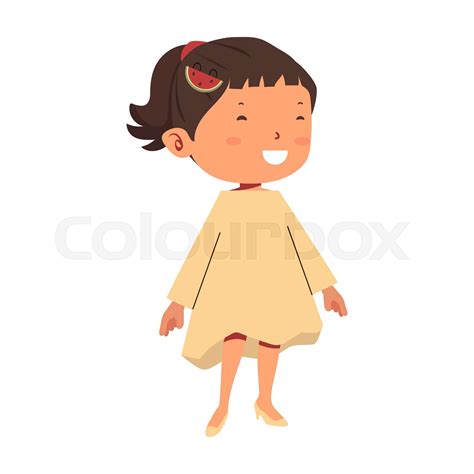 Cute Girl happy kid cartoon | Stock vector | Colourbox