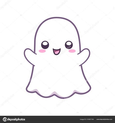 Kawaii Cute Ghost Clipart Doodle Element Happy Halloween Ghost Cartoon ...