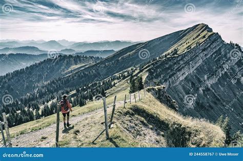 Woman Hiking in the Allgaeu Mountains, Germany Stock Image - Image of allgacurren, fall: 244558767