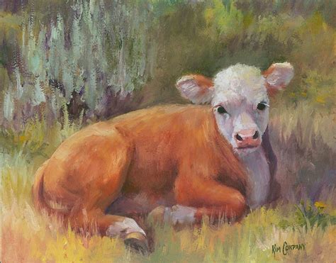 Little Sweety Hereford calf cow painting Painting by Kim Corpany - Fine ...