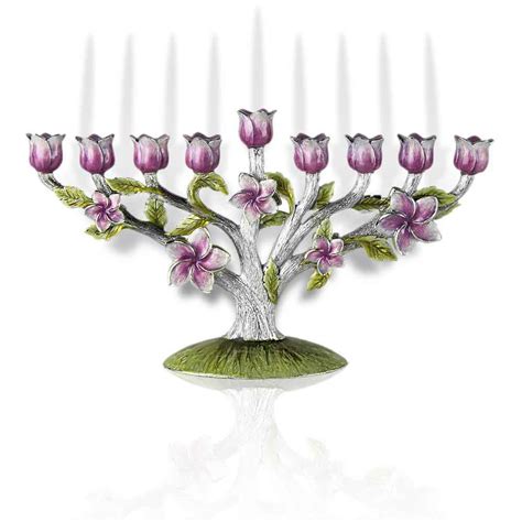 Hanukkah Gifts-Floral Tree Of Life Hanukkah Menorah