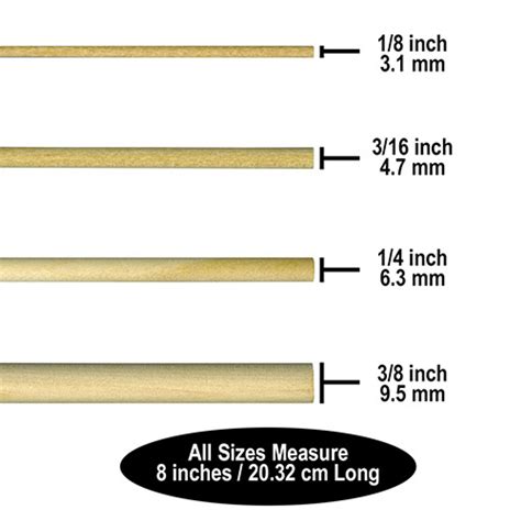 8 inch Wooden Dowels for Craft and Hobby Applications