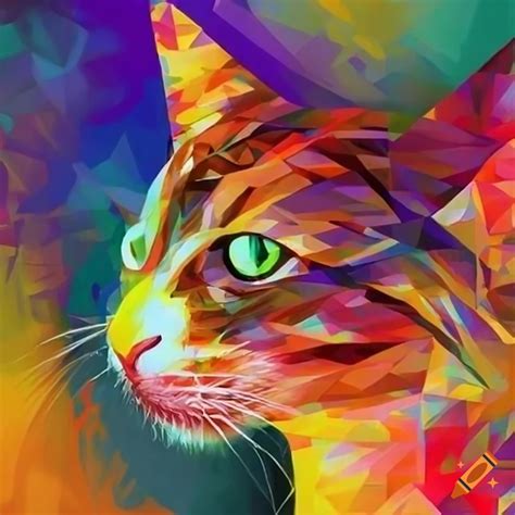 Geometric abstract art with cats