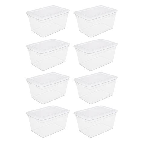 Sterilite 58 Qt Storage Box Clear Base White Lid Set of 8 - Walmart.com