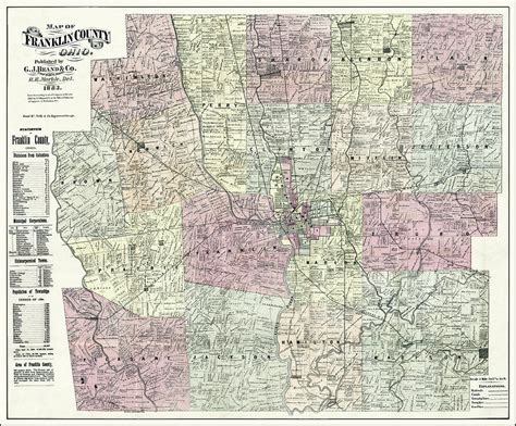 Franklin County Ohio Vintage Map 1883 Photograph by Carol Japp - Pixels